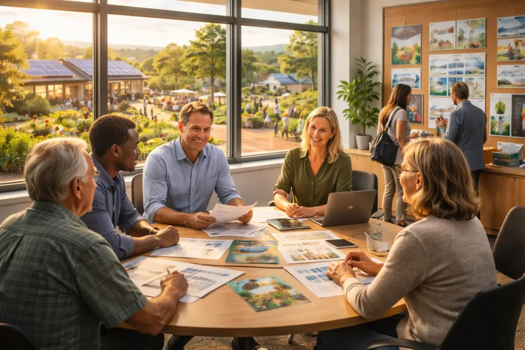 Community meeting in eco-friendly office