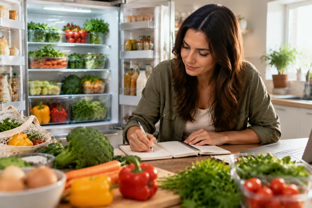 Writing a meal plan based on existing items in the fridge